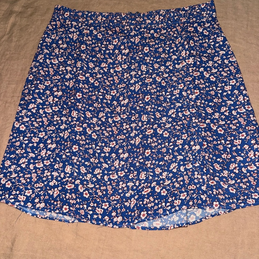 Madewell Blue Floral A-Line Skirt